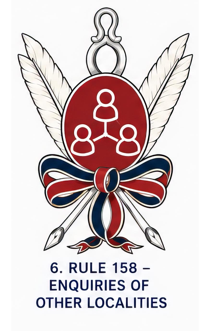 6. Rule 158 - enquiries of other localities